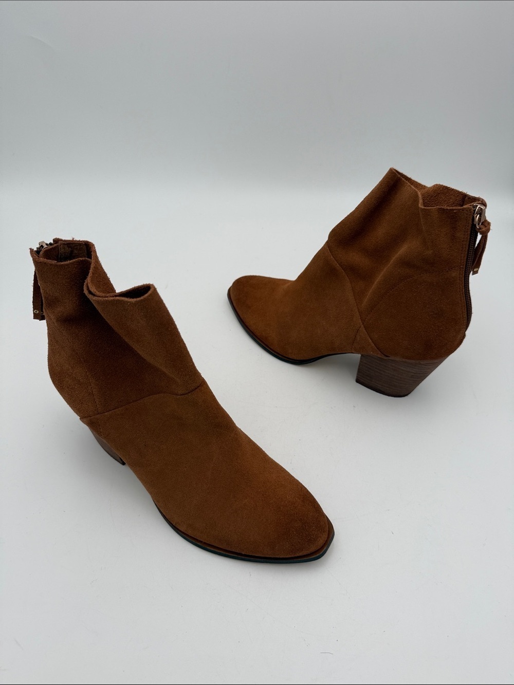 Chinese Laundry Cognac Suede Ankle Booties women 10 casual festival retro Y2K